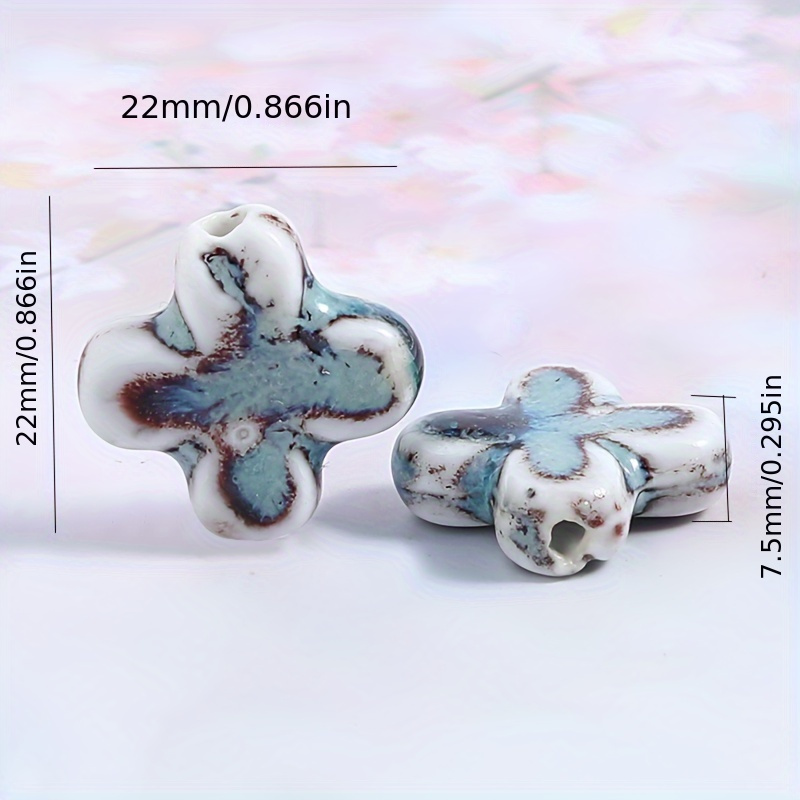 Colorful Cross Shape Ceramic Beads, 8pcs Set for DIY Jewellery